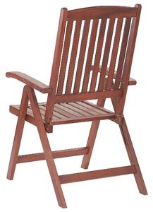 Set di 2 sedie da giardino in legno di acacia cuscino rosso regolabile pieghevole per esterni in stile rustico country Beliani