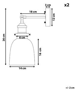Lampade da Parete applique in vetro Nero con paralume in metallo regolabile industriale Beliani