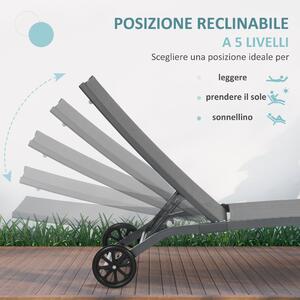 Outsunny Set 2 Lettini Sdraio Reclinabili, in Alluminio e Tessuto Traspirante, 66x165x102 cm, Blu e Nero