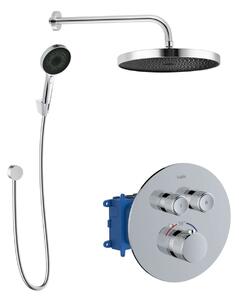 Kielle Oudee - Set doccia con miscelatore termostatico ad incasso a 2 utenze, con accessori e corpo incasso, cromo 20602SPT20