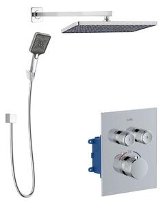 Kielle Arkas I - Set doccia con miscelatore termostatico ad incasso a 2 utenze, con accessori e corpo incasso, cromo 20611SPT20