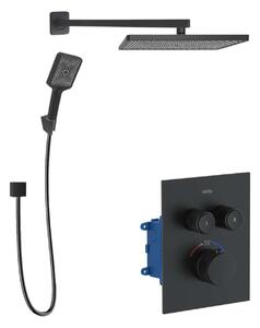 Kielle Arkas I - Set doccia con miscelatore termostatico ad incasso a 2 utenze, con accessori e corpo incasso, nero opaco 20611SPT24