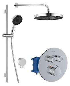 Kielle Oudee - Set doccia con miscelatore termostatico ad incasso a 2 utenze, con accessori e corpo incasso, cromo 20602SPT10