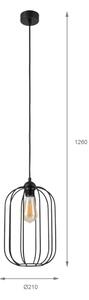 Lampadario a sospensione con cavo DESTELLO 1xE27/15W/230V diam. 21 cm nero