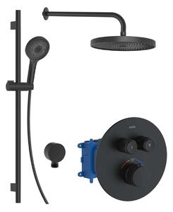 Kielle Oudee - Set doccia con miscelatore termostatico ad incasso a 2 utenze, con accessori e corpo incasso, nero opaco 20602SPT14