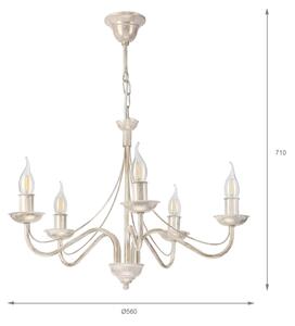 Lampadario a catena ANTON 5xE14/60W/230V bianco patinato