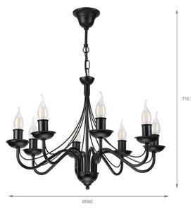 Lampadario a sospensione con catena ANTON 8xE14/60W/230V nero