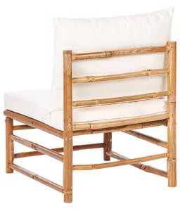 Modulo per esterni senza braccioli a 1 posto in bambù bianco sporco con cuscino seduta da giardino Beliani