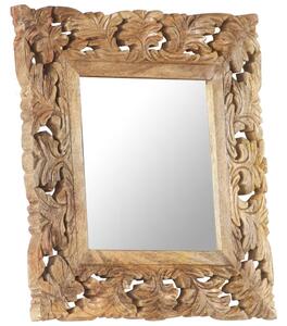 Specchio Intagliato a Mano 50x50 cm in Legno Massello di Mango
