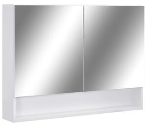 Armadietto a Specchio con LED Bianco 80x15x60 cm in MDF