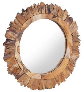Specchio da Parete 60 cm in Legno di Teak Rotondo