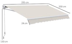 Outsunny Tenda da Sole a Bracci Regolabile 5°-35° in Alluminio e Poliestere, 200x295 cm, Crema
