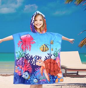 Poncho da spiaggia per bambini Mondo sommerso Larghezza: 60 cm | Lunghezza: 120 cm