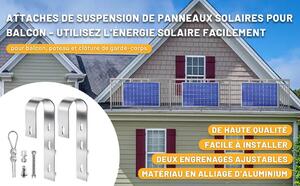 Ganci per pannelli solari - Supporti di montaggio - Set da 2 - Alluminio - Modello universale - Per balconi - Bianco