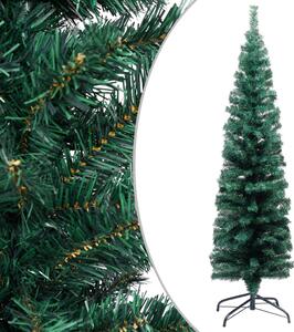 Albero di Natale Sottile Preilluminato con Supporto Verde 120cm