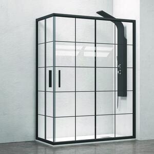 Box doccia 120x70 nero opaco con vetro a quadrati neri NICO-B1000 - KAMALU