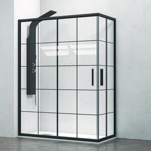 Box doccia nero 150x100 vetro a quadrati neri NICO-B1000 - KAMALU