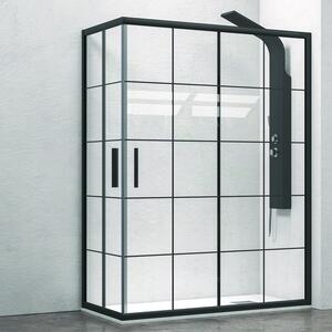 Box doccia 150x70 telaio nero opaco vetro a quadrati neri NICO-B1000 - KAMALU