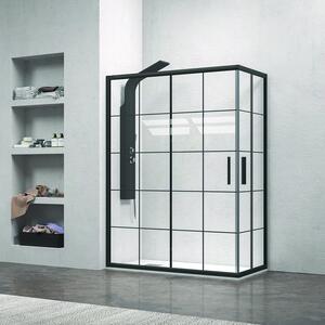 Box doccia 130x70 cm nero opaco con vetro a quadrati neri NICO-B1000 - KAMALU