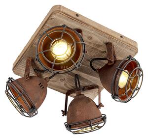 Faretto marrone ruggine legno incl. 4 lampadine smart GU10 - GINA