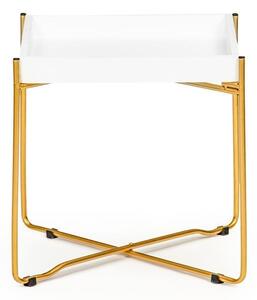 Elegante tavolino bianco con gambe dorate