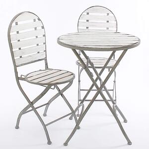Set Tavolino e 2 Sedie Pieghevoli da Giardino in Abete Bianco