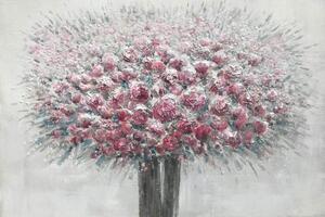 Quadro Dipinto Vaso Fiori 120x80 cm Cornice in Abete Multicolor
