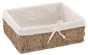 Cestino 26x20xH9 cm in Cordoncino e Cotone Marrone e Ecrù