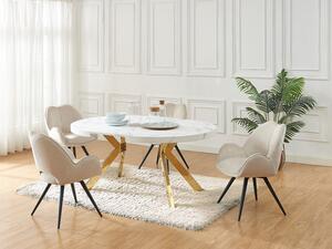 Tavolo da pranzo allungabile da 4 a 8 coperti in MDF e Acciaio Effetto marmo Bianco e Dorato - KOMONI