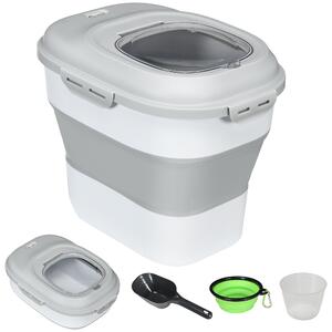 PawHut Porta Crocchette Cani Capacità 5-25L con Chiusura Ermetica e Box Deumidificante, in PP e TPE, 44x32x37 cm, Grigio | Aosom Italy