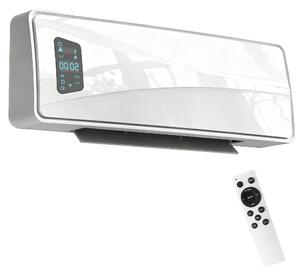 HOMCOM Stufa Ceramica 2000W a Parete con 3 Modalità, Temperatura Regolabile, Timer, Telecomando, Bianco | Aosom Italy
