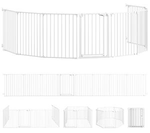 PawHut Recinto per Cani a 8 Pannelli Modulabili con Chiusura Automatica, in Acciaio e ABS, 61x3x75 cm, Bianco | Aosom Italy