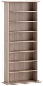 HOMCOM Scaffale Porta CD con 6 Ripiani Regolabili, Capacità di 360 CD/185 DVD, 58x24x124.5 cm, Color Legno | Aosom Italy