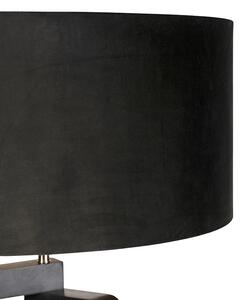 Lampada da terra treppiede legno nero paralume nero 50 cm - PUROS