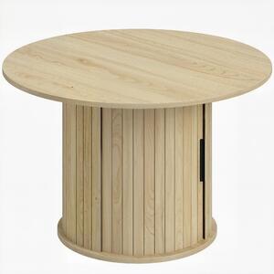 HOMCOM Tavolino da Caffè Rotondo Ø80 cm con Vano Portaoggetti, Tavolino Salotto Moderno con Base a Colonna Dogata, Legno Naturale | Aosom Italy