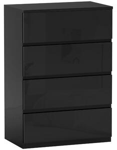 HOMCOM Cassettiera 4 cassetti in legno per camera da letto, 55x33x80 cm, Nero | Aosom Italy