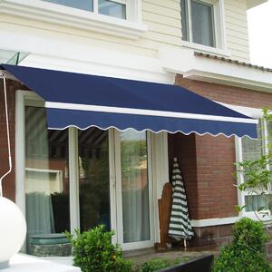 Costway Tenda da sole manuale retrattile 3x2,5m impermeabile, Tenda parasole per balcone resistente ai raggi UV Blu scuro