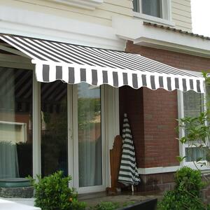 Costway Tenda da sole manuale retrattile 3x2,5m impermeabile, Tenda parasole per balcone resistente ai raggi UV Bianco e grigio