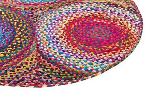 Tappeto rotondo Multicolore in cotone Boho Accessori per il soggiorno di ispirazione country ø 140 cm Beliani