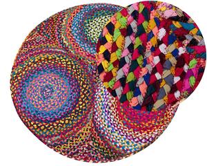 Tappeto rotondo Multicolore in cotone Boho Accessori per il soggiorno di ispirazione country ø 140 cm Beliani