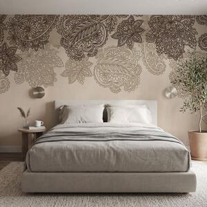 Carta da parati Bordo con motivo paisley e fiori, Carta da parati design, Carta da parati popolare, t00951v1 - Tapeko.it