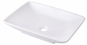Lavabo Relaxdays, altezza x larghezza x profondità: 10 x 59 x 37 cm, senza foro per rubinetto e senza troppofilo, in Vetroceramica, con effetto lotus, lavabo da appoggio, bianco