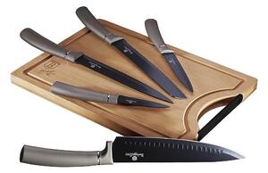 BerlingerHaus - Set coltelli in acciaio inox 6 pezzi beige/nero con tagliere in bambù