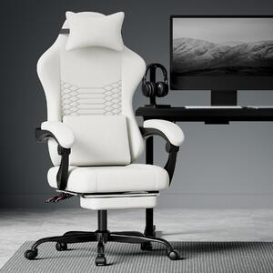 Sedia da gaming in tessuto, con funzione massaggio, poggiatesta, ergonomica, ideale per il gaming e le competizioni, dotata di poggiapiedi