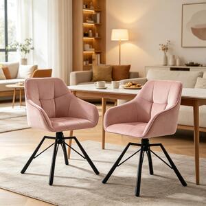 Sedie eleganti per camera da letto, sedie larghe per cucina, sedia da pranzo girevole, sedie da cucina con schienale imbottito (solo 2 pezzi). Colore: rosa