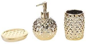 Set di 4 Accessori Bagno in Ceramica dorata dispenser sapone porta sapone Portaspazzolino recipiente Beliani