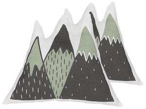 Set di 2 Cuscini per Bambini a Forma di Montagne Verde e Nero Morbido Beliani