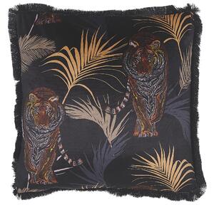 Set di 2 cuscini decorativi Animale Nero 45 x 45 cm Motivo Tigre moderno Glamour Decor Beliani