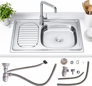 75CM cucina lavello in acciaio inox + ripiano a destra Lavello da incasso Lavello da cucina Unità di lavaggio