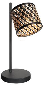 Mexlite - lampada da tavolo - Bambus - naturale nero - bambù metallo - lampada da comodino - E14 - 4491ZW